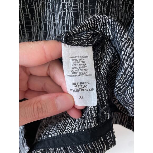 Vtg 90s SUN KIM Black White Patterned Jacquard Button Up Blazer Jacket Sz XL USA - Picture 14 of 14